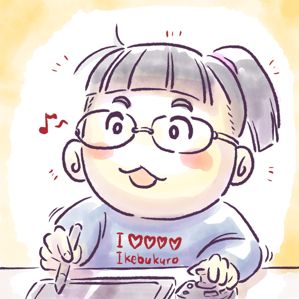 ペンタブレットで絵を描く女性のイラスト